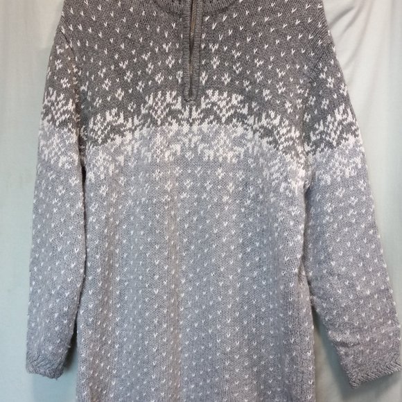 Vintage Partners Gray Zip neckline Winter Knit Tunic Sweater LG (T-342) - Picture 2 of 10